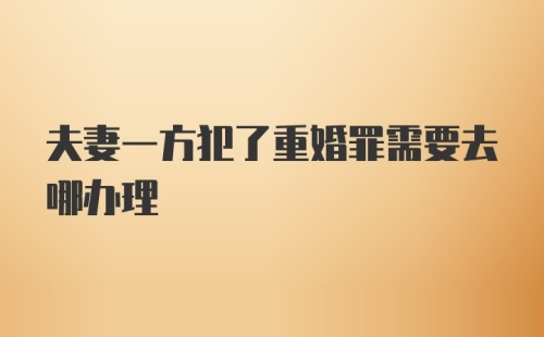 夫妻一方犯了重婚罪需要去哪办理