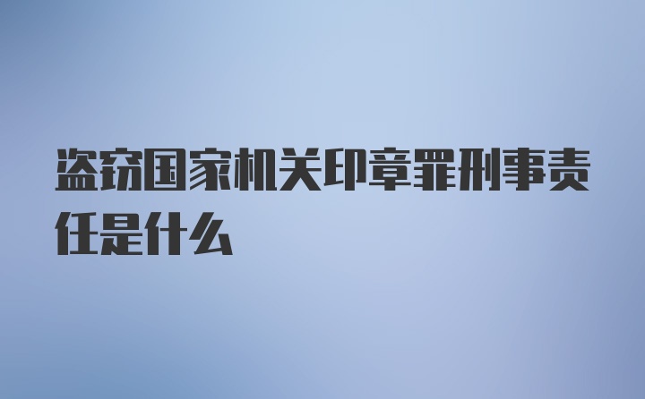 盗窃国家机关印章罪刑事责任是什么