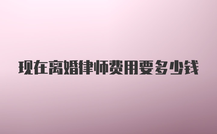 现在离婚律师费用要多少钱