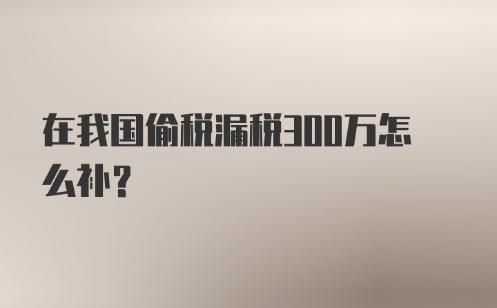 在我国偷税漏税300万怎么补?