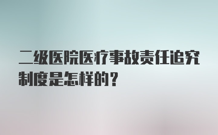 二级医院医疗事故责任追究制度是怎样的？