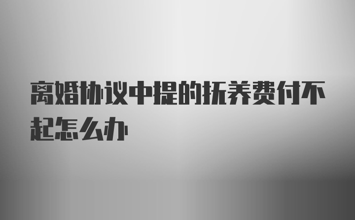 离婚协议中提的抚养费付不起怎么办