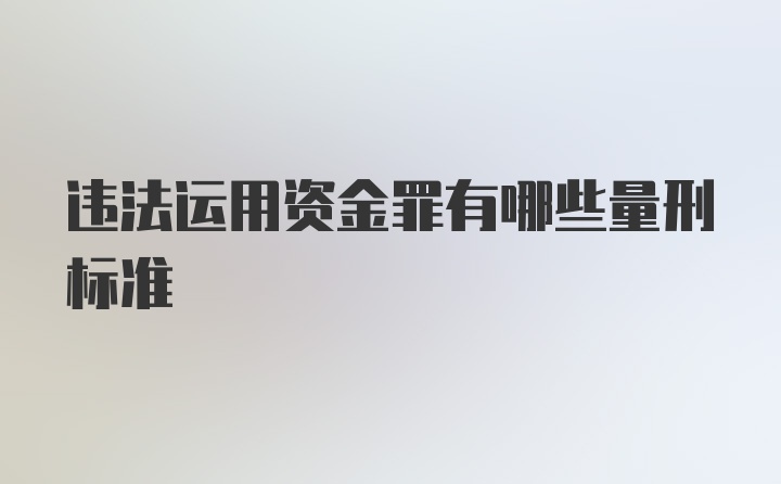 违法运用资金罪有哪些量刑标准