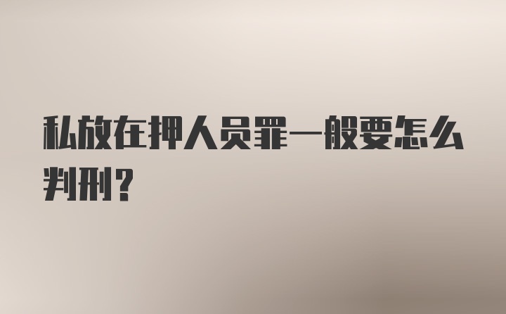 私放在押人员罪一般要怎么判刑？