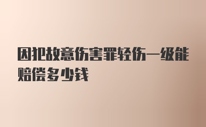 因犯故意伤害罪轻伤一级能赔偿多少钱