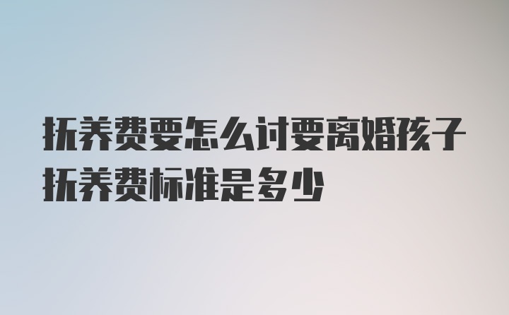 抚养费要怎么讨要离婚孩子抚养费标准是多少