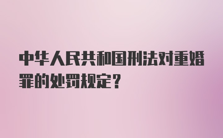 中华人民共和国刑法对重婚罪的处罚规定？