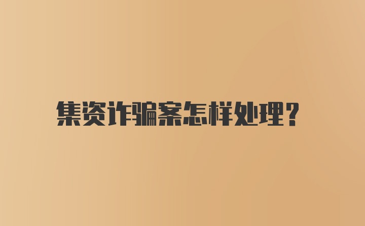 集资诈骗案怎样处理？