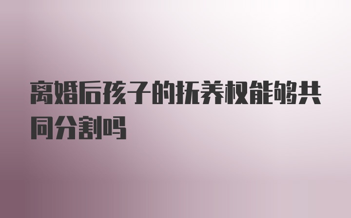 离婚后孩子的抚养权能够共同分割吗