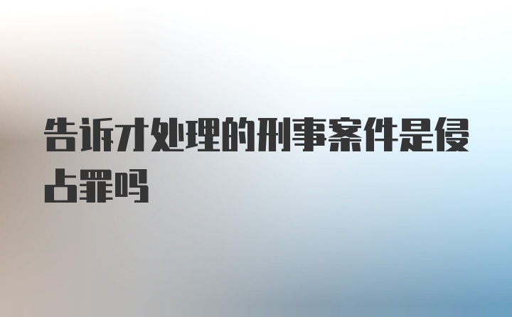 告诉才处理的刑事案件是侵占罪吗