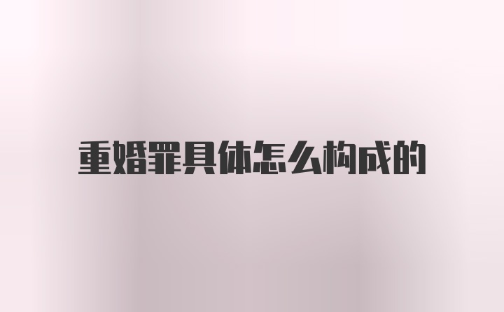 重婚罪具体怎么构成的