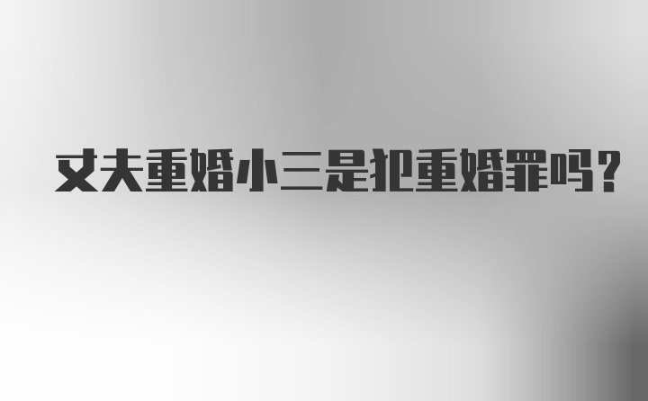 丈夫重婚小三是犯重婚罪吗？