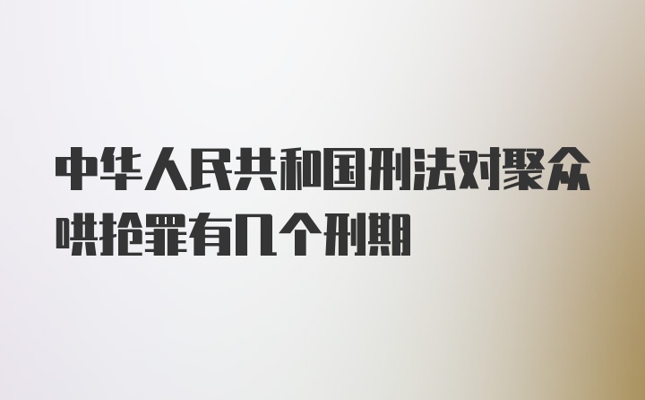 中华人民共和国刑法对聚众哄抢罪有几个刑期