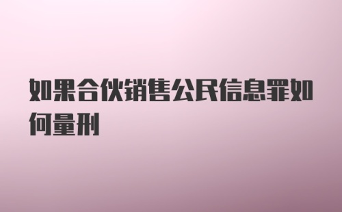 如果合伙销售公民信息罪如何量刑