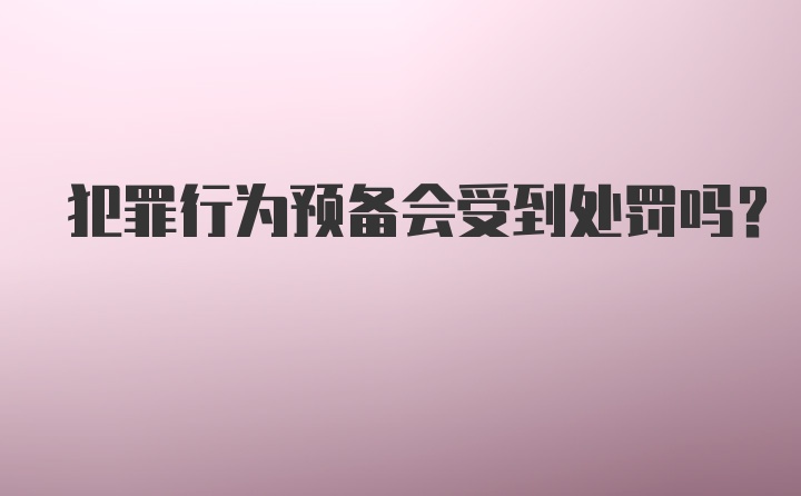 犯罪行为预备会受到处罚吗？