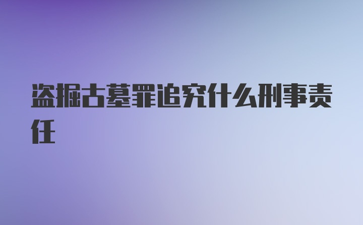 盗掘古墓罪追究什么刑事责任