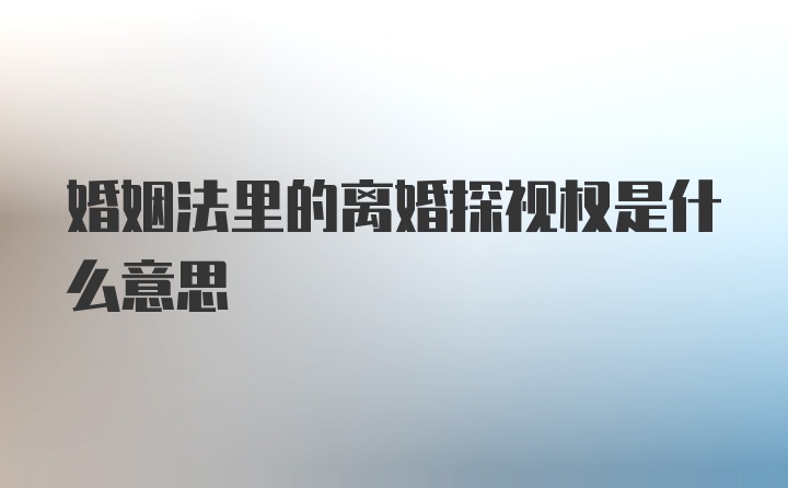 婚姻法里的离婚探视权是什么意思