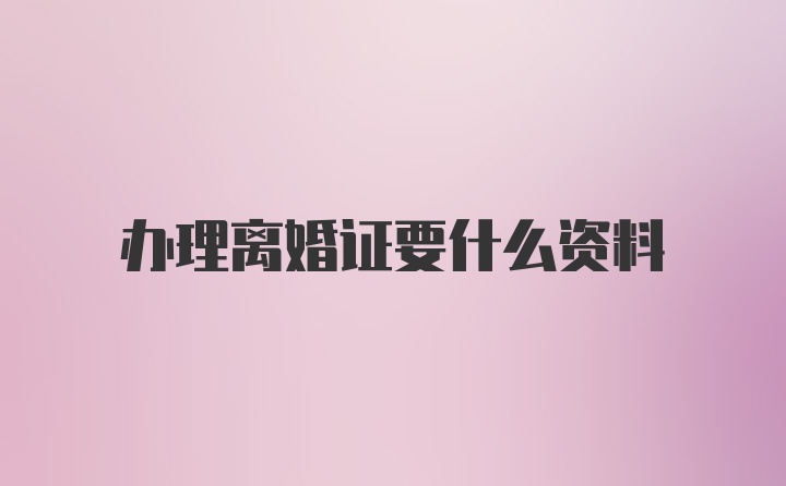 办理离婚证要什么资料