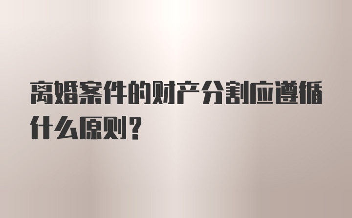 离婚案件的财产分割应遵循什么原则？