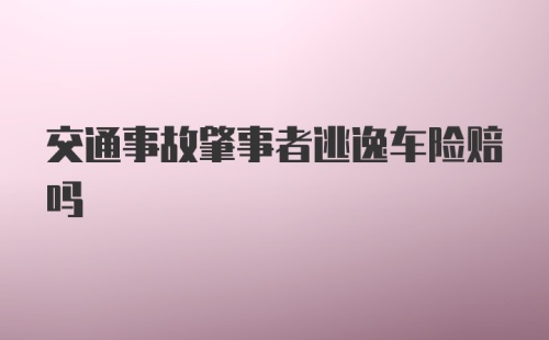 交通事故肇事者逃逸车险赔吗