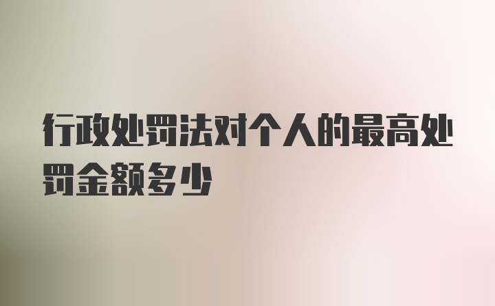 行政处罚法对个人的最高处罚金额多少