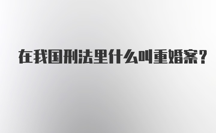 在我国刑法里什么叫重婚案?