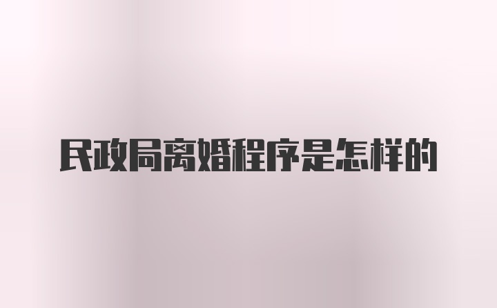 民政局离婚程序是怎样的