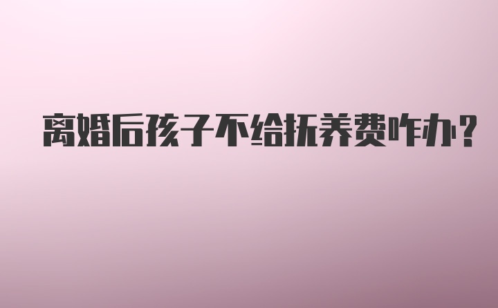 离婚后孩子不给抚养费咋办?