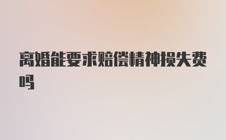 离婚能要求赔偿精神损失费吗