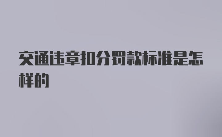 交通违章扣分罚款标准是怎样的