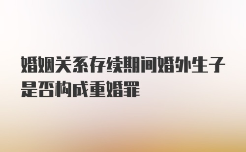 婚姻关系存续期间婚外生子是否构成重婚罪