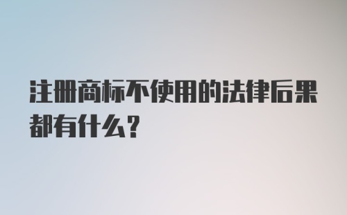 注册商标不使用的法律后果都有什么？