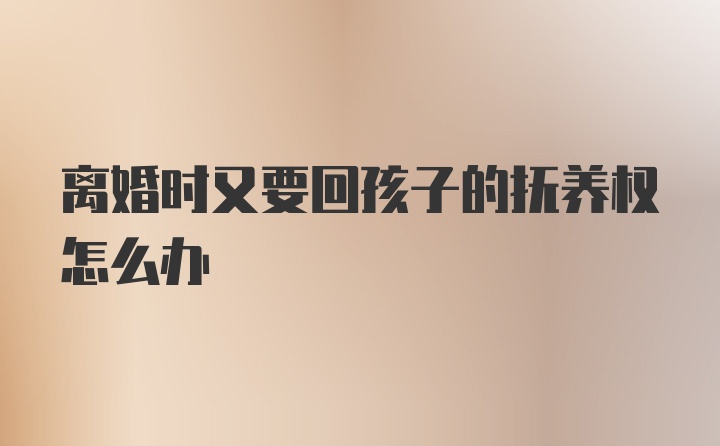 离婚时又要回孩子的抚养权怎么办