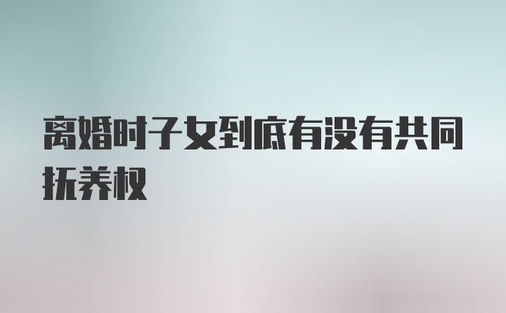 离婚时子女到底有没有共同抚养权