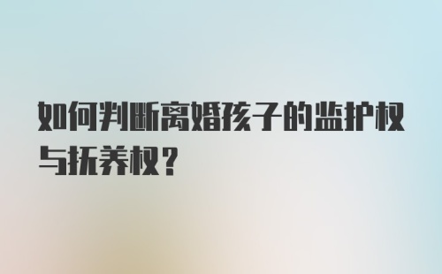 如何判断离婚孩子的监护权与抚养权？