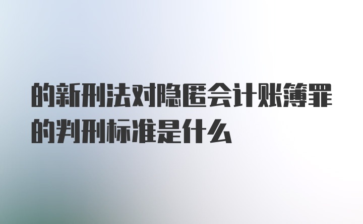 的新刑法对隐匿会计账簿罪的判刑标准是什么