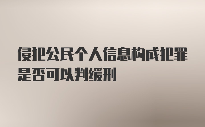 侵犯公民个人信息构成犯罪是否可以判缓刑