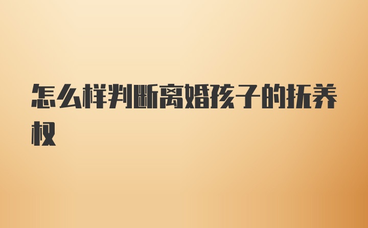 怎么样判断离婚孩子的抚养权