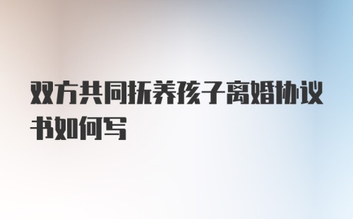 双方共同抚养孩子离婚协议书如何写