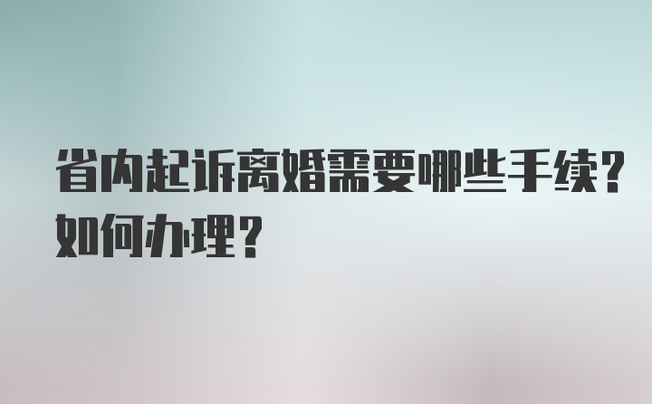 省内起诉离婚需要哪些手续？如何办理？