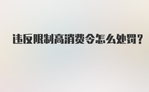 违反限制高消费令怎么处罚?