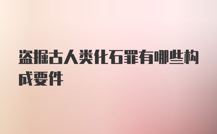 盗掘古人类化石罪有哪些构成要件