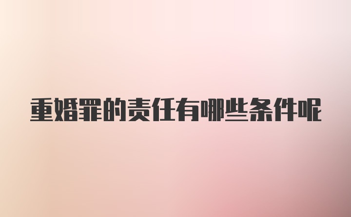 重婚罪的责任有哪些条件呢