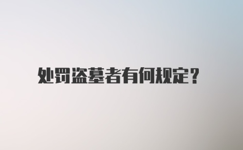 处罚盗墓者有何规定？