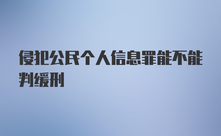 侵犯公民个人信息罪能不能判缓刑