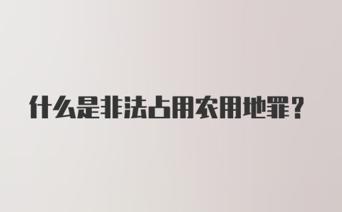 什么是非法占用农用地罪？