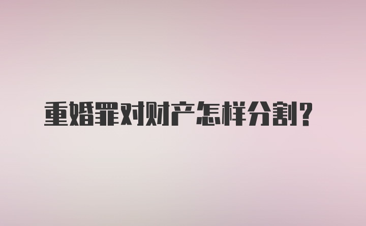 重婚罪对财产怎样分割？