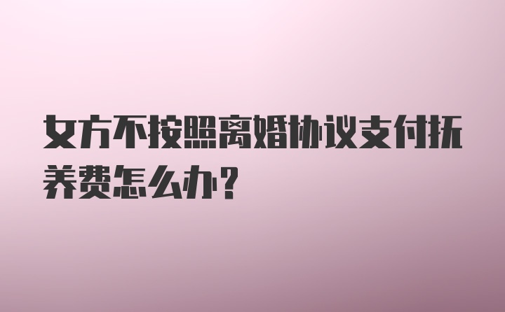 女方不按照离婚协议支付抚养费怎么办？