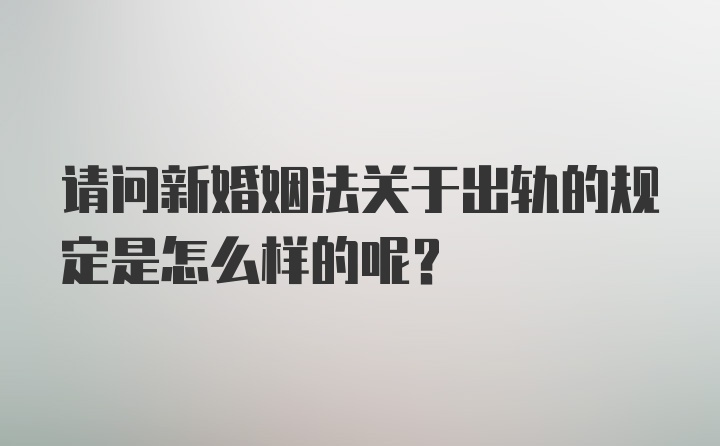 请问新婚姻法关于出轨的规定是怎么样的呢？