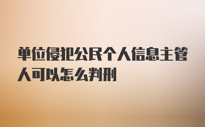 单位侵犯公民个人信息主管人可以怎么判刑